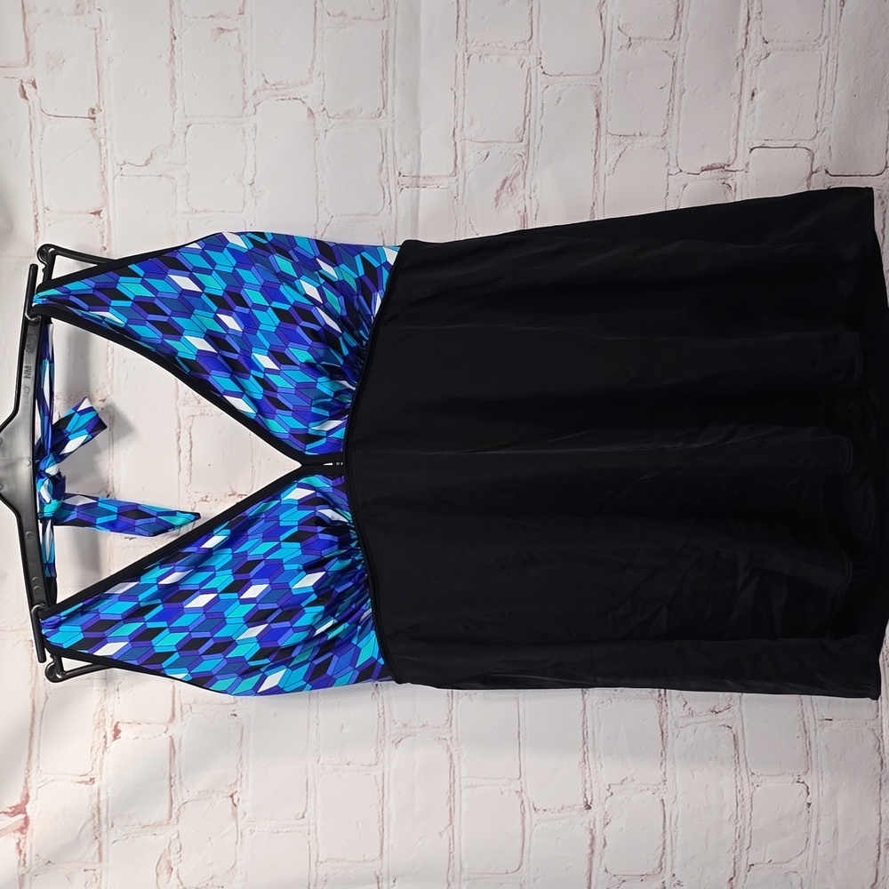 Longitude VNeck Halter Swim Dress Swimsuit Womens Size 18